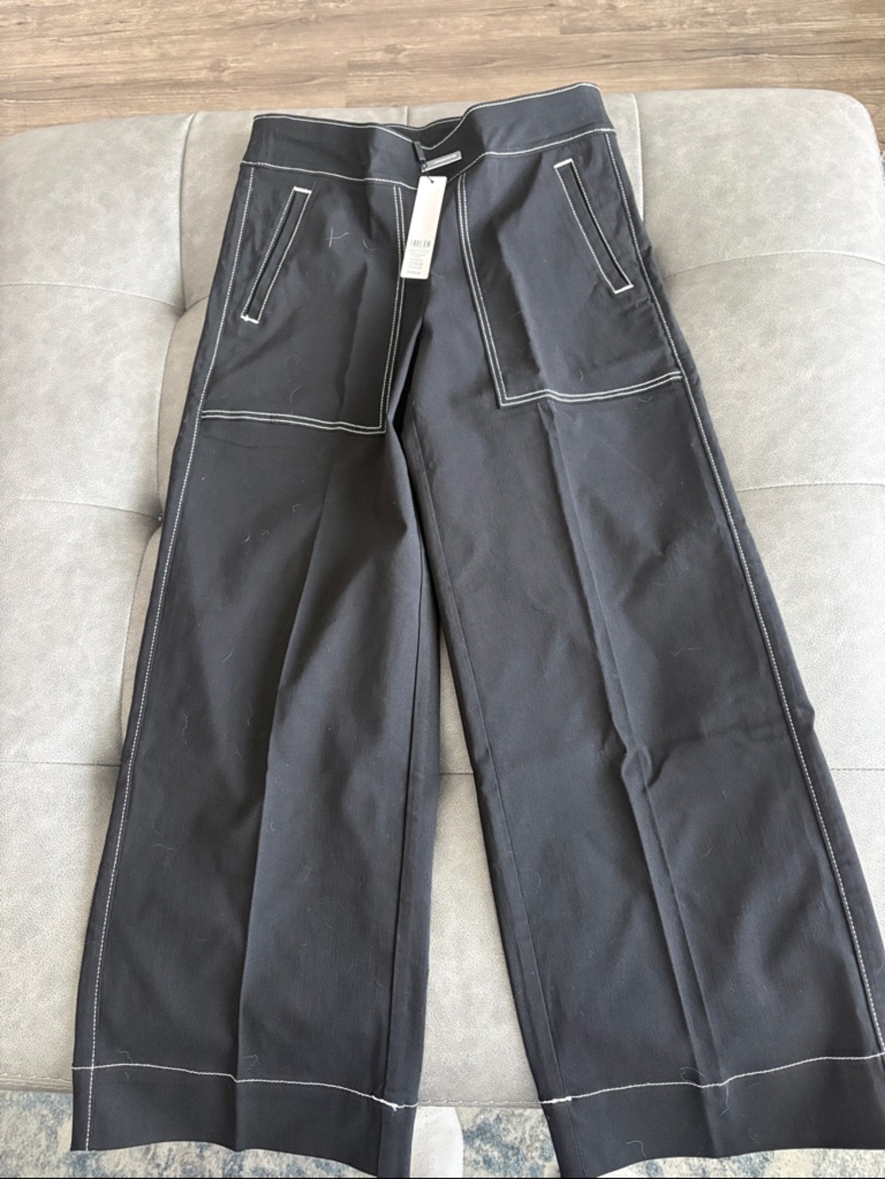 Chico's Black Wide-Leg Pants with White Contrast Stitching